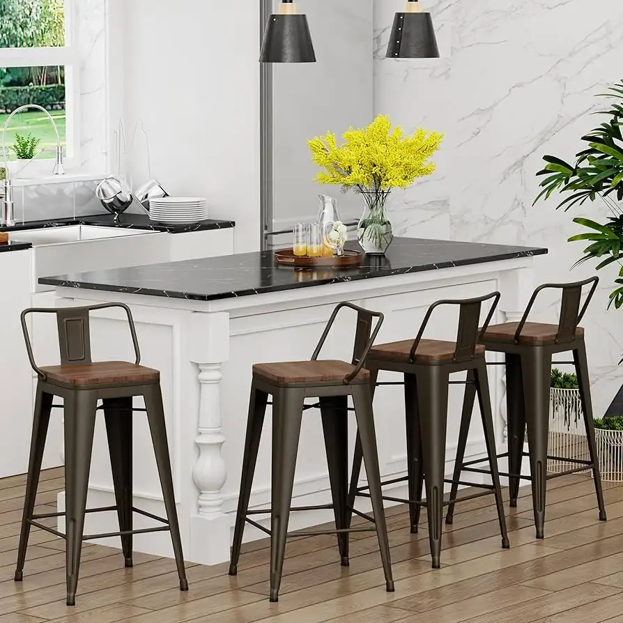 four 24 inch bar stools with backs