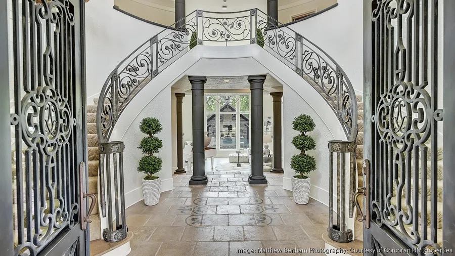 lake norman luxury home grand foyer