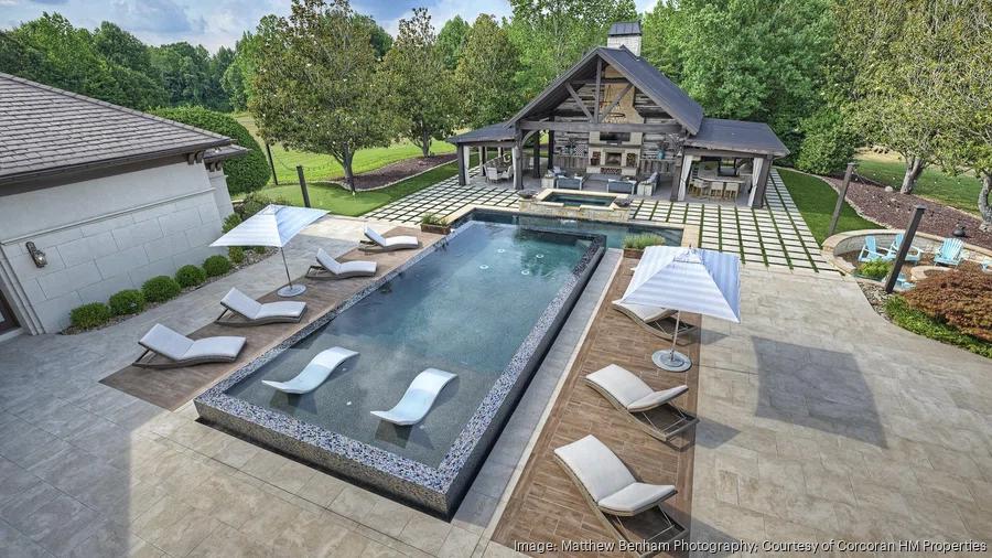 lake norman luxury home outdoor pool and pavilion