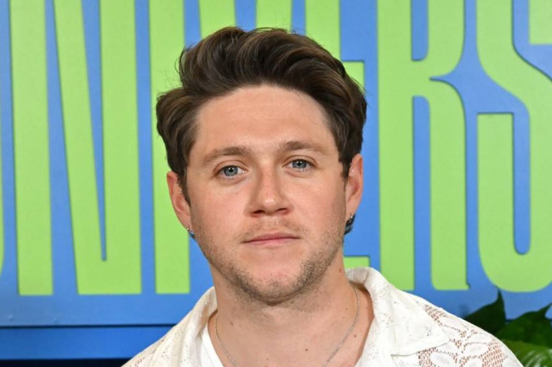 Niall Horan posing in a white shirt, the Irish singer-songwriter and former One Direction member who owns properties across London, Ireland, and Los Angeles
